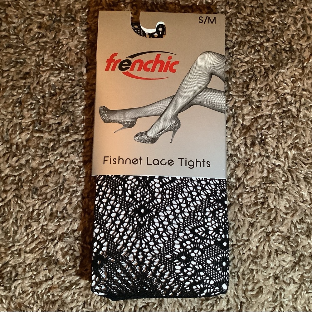 Frenchic fishnet lace tights, fashion, color black, size: S/M